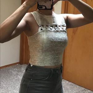 NWT Bebe Gold Bandage Crop top